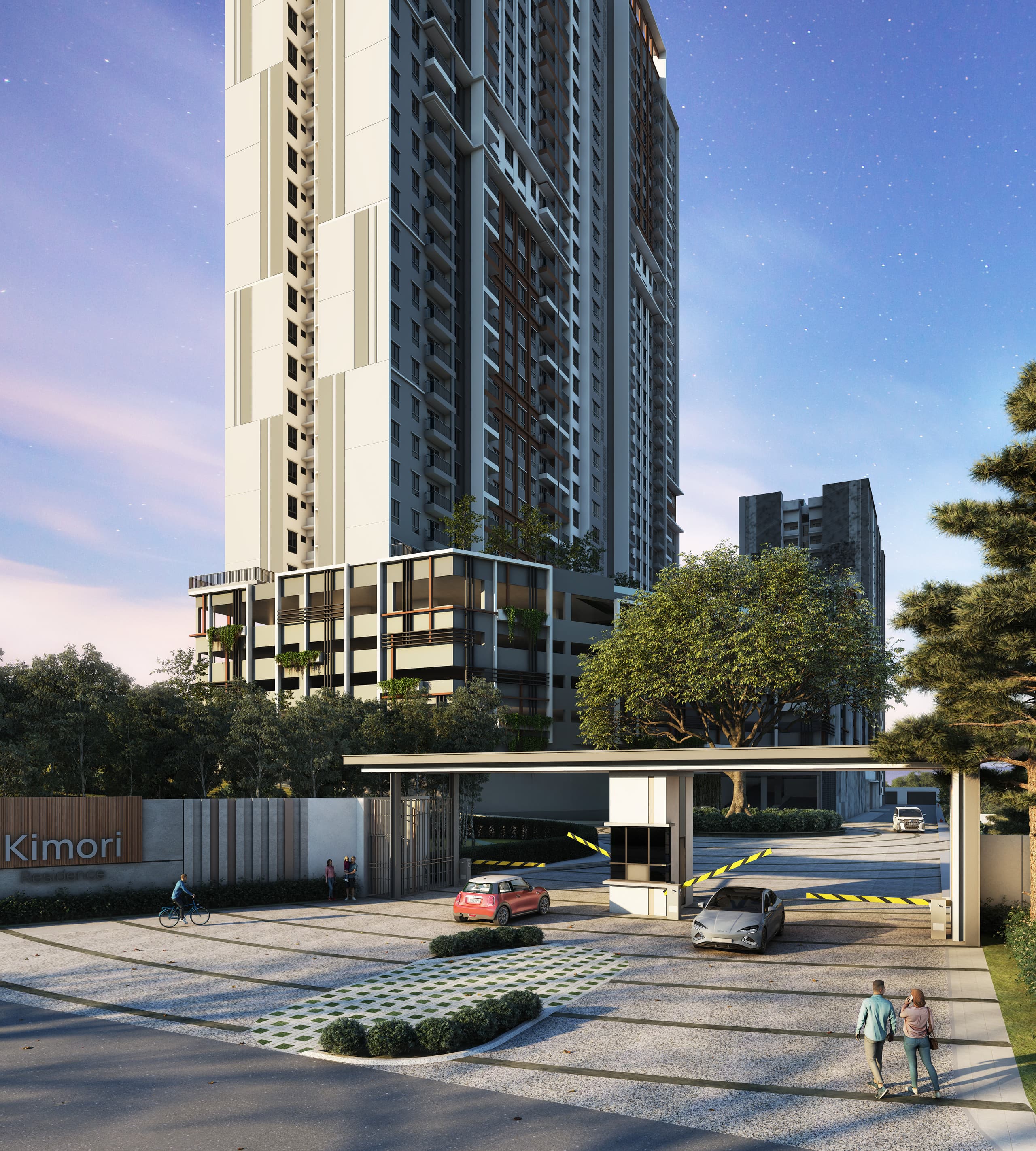 Grand entrance of KIMORI with timber screens and preserved canopy